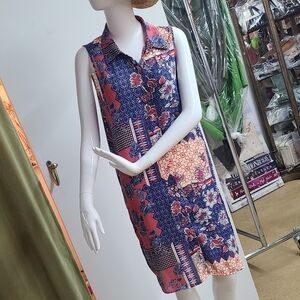 Spense Sleeveless Printed Button Down Shirt